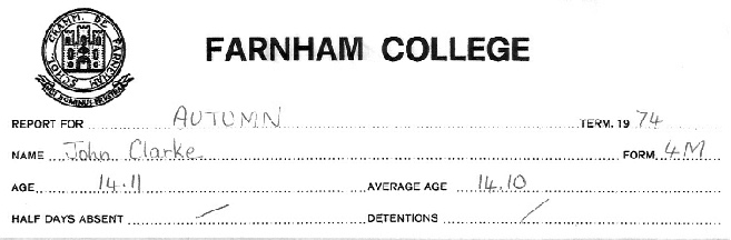 Farnham College report heading