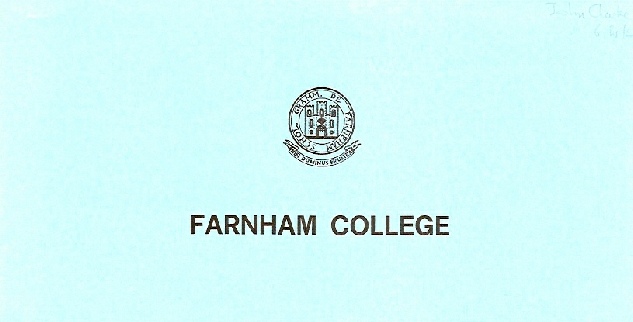 Farnham College report cover for 1976